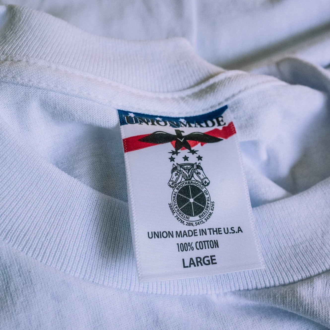 Union Made 100% Cotton Tag